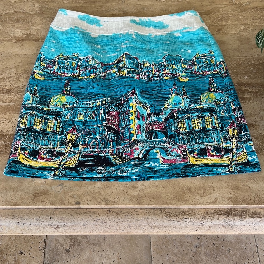 Talbots Venice Canal Landscape Skirt Italian Vacation Size 4P. Sketch Travel